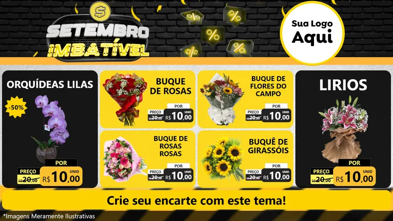 Modelo de TV para TV Horizontal com o tema Setembro Imbatível para Floricultura e jardim