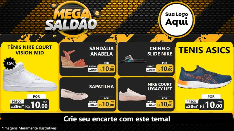 Modelo de TV para TV Horizontal com o tema Mega Saldão para Calçados