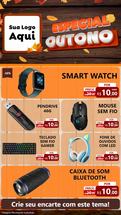 Modelo de TV para TV Vertical com o tema Especial Outono para Informática