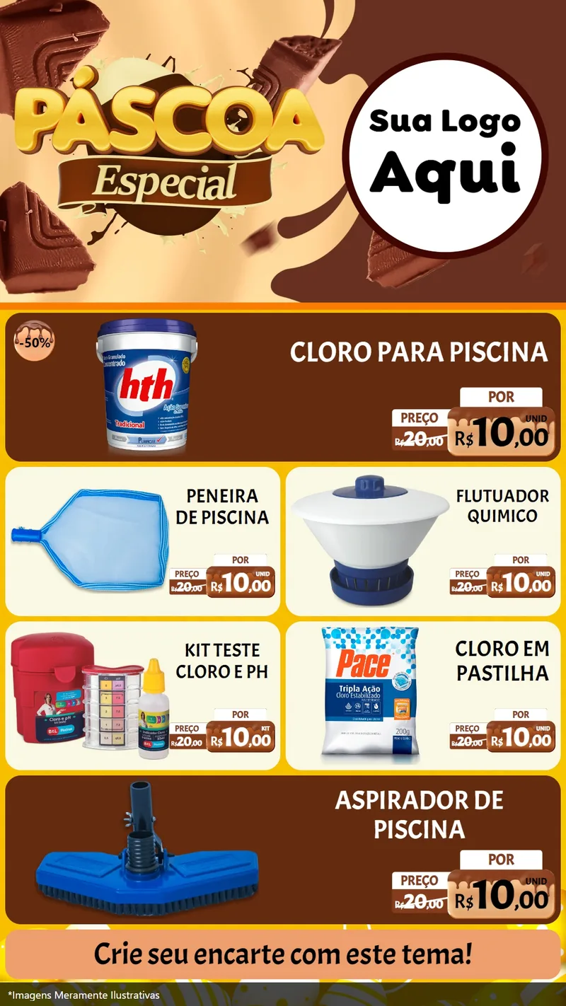 Modelo de TV para TV Vertical com o tema Páscoa Especial para Produtos para Piscina