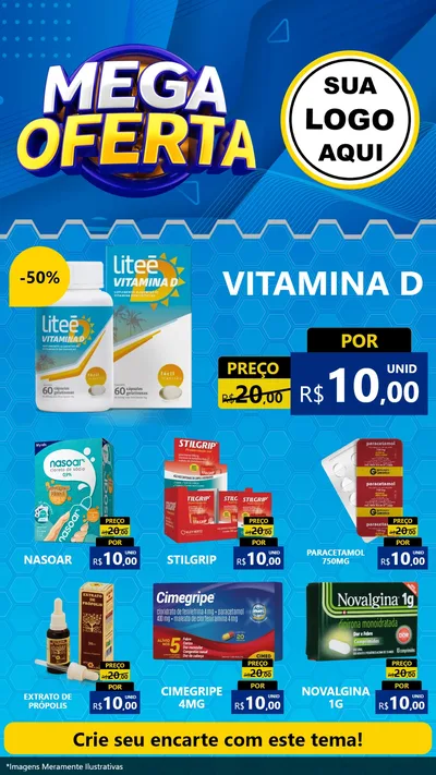 Modelo de Rede Social para Stories com o tema Mega Oferta para Farmácia