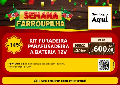 Modelo de Cartaz para Cartaz A4 Horizontal com o tema Semana Farroupilha para Maquinas e Ferramentas