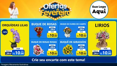 Modelo de TV para TV Horizontal com o tema Ofertas de Fevereiro para Floricultura e jardim