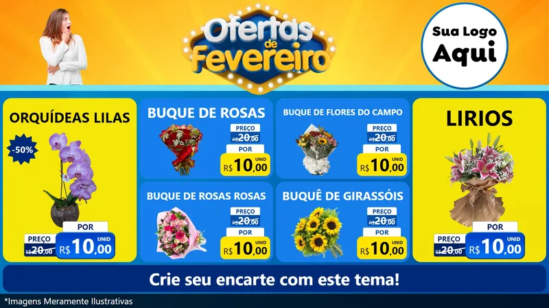 Modelo de TV para TV Horizontal com o tema Ofertas de Fevereiro para Floricultura e jardim