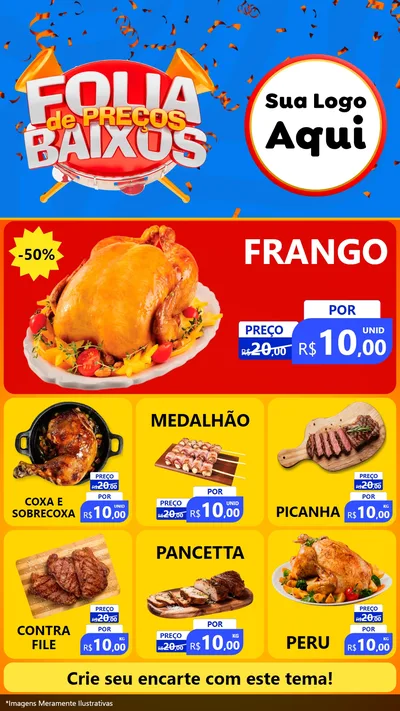 Modelo de Rede Social para Stories com o tema Folia de Preços Baixos para Assados
