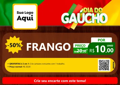 Modelo de Cartaz para Cartaz A4 Horizontal com o tema Dia do Gaúcho para Assados