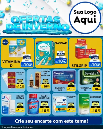 Modelo de Rede Social para Feed Instagram com o tema Ofertas de Inverno para Farmácia