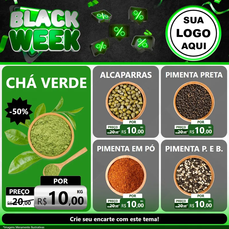 Modelo de Rede Social para Feed Facebook com o tema Black Week para Produtos Naturais