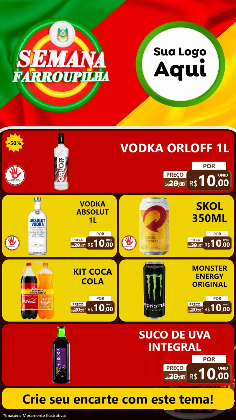 Modelo de TV para TV Vertical com o tema Semana Farroupilha para Distribuidora de bebidas