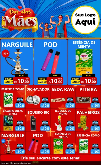 Modelo de Encarte para Encarte Grande com o tema Dia das Mães para Tabacaria