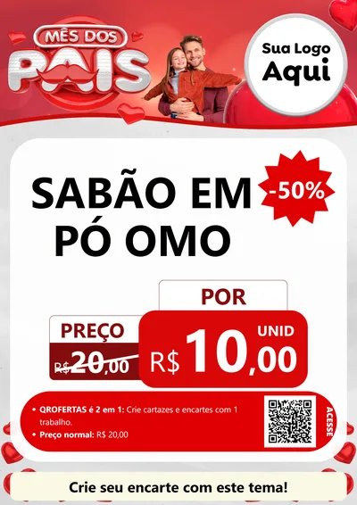 Modelo de Cartaz para Cartaz A4 Vertical com o tema Mês dos Pais para Produtos de Limpeza