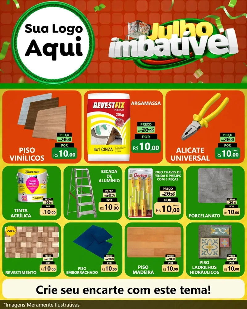 Modelo de Rede Social para Feed Instagram com o tema Julho Imbatível para Material para Construção