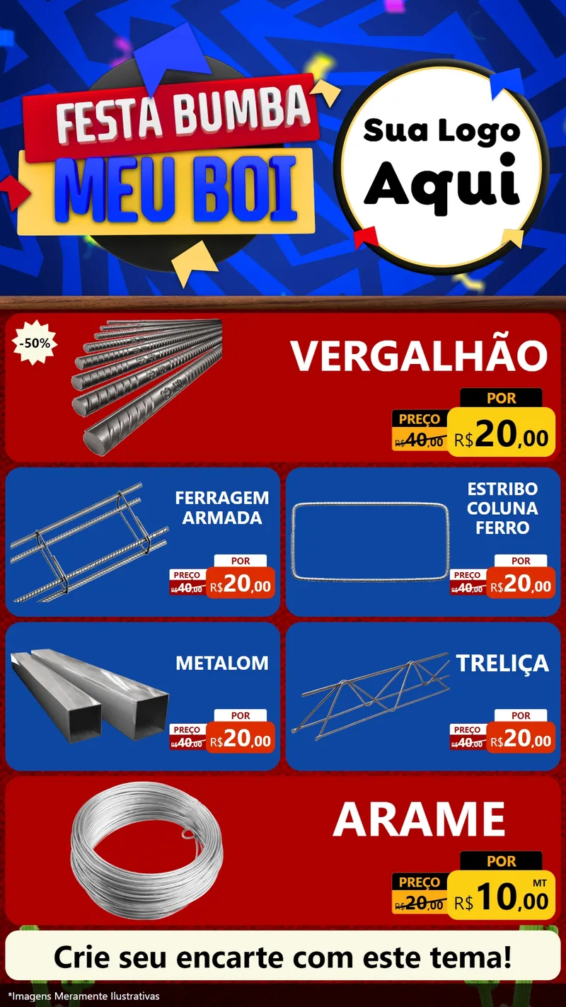 Modelo de TV para TV Vertical com o tema Festa Bumba meu Boi para Ferragens