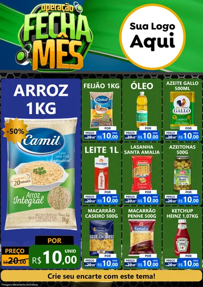 Modelo de Encarte para Encarte A4 Vertical com o tema Operação Fecha Mês para Supermercado