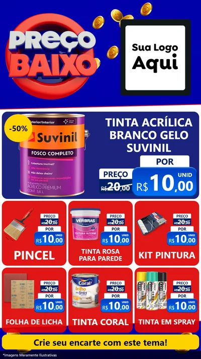 Modelo de Rede Social para Stories com o tema Preço Baixo para Tintas e Ferramentas