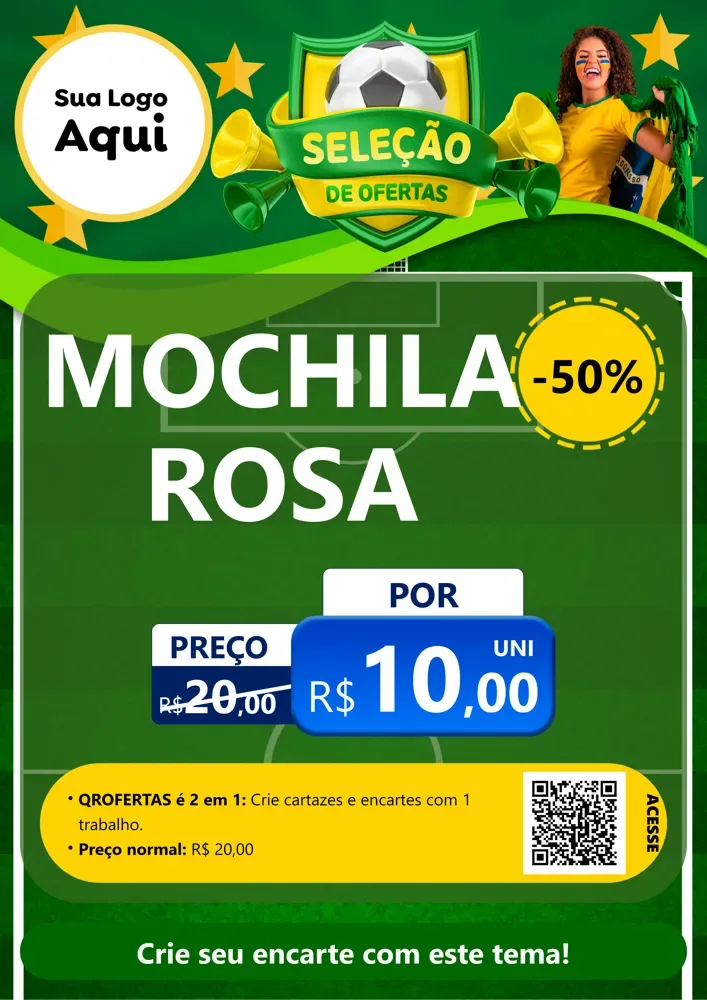 Modelo de Cartaz para Cartaz A4 Vertical com o tema Seleção de Ofertas - Copa para Papelaria
