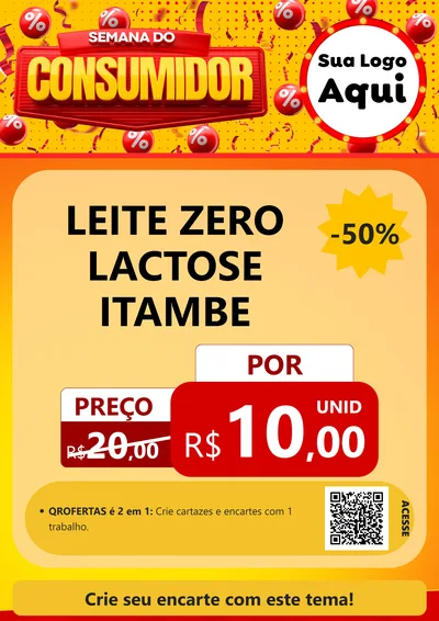 Modelo de Cartaz para Cartaz A4 Vertical com o tema Semana do Consumidor para Frios e Laticínios