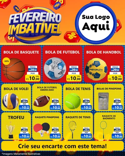 Modelo de Rede Social para Feed Instagram com o tema Fevereiro Imbatível para Artigos Esportivos