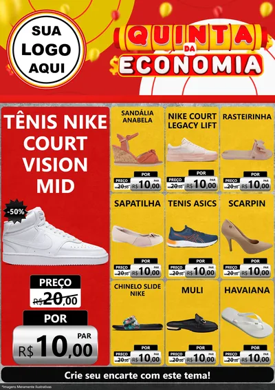 Modelo de Encarte para Encarte A4 Vertical com o tema Quinta da Economia para Calçados