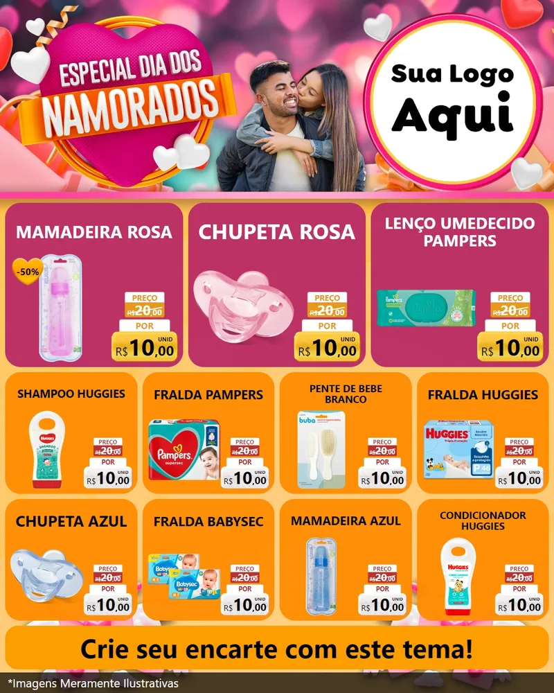 Modelo de Rede Social para Feed Instagram com o tema Especial Dia dos Namorados para Bebês