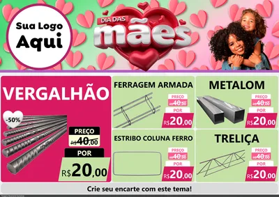 Modelo de Encarte para Encarte A4 Horizontal com o tema Dia das Mães para Ferragens