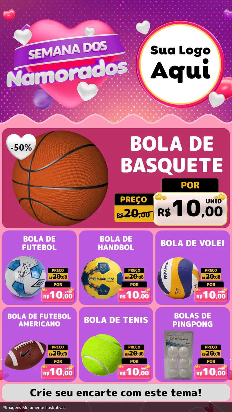Modelo de Rede Social para Stories com o tema Semana dos Namorados para Artigos Esportivos