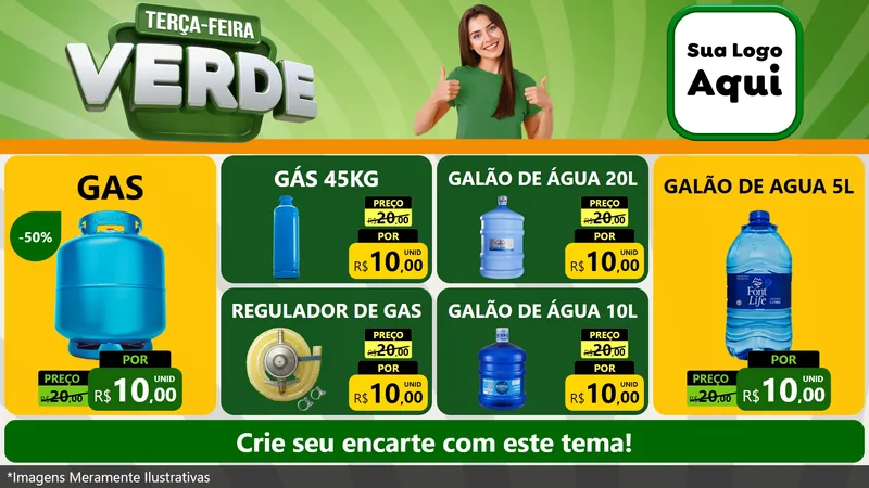 Modelo de TV para TV Horizontal com o tema Terça - Feira Verde para Água e gás