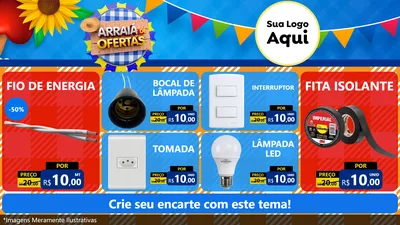 Modelo de TV para TV Horizontal com o tema Arraiá de Ofertas para Materiais Elétricos