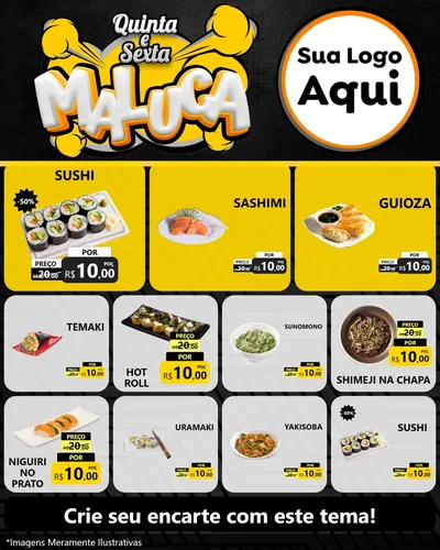 Modelo de Rede Social para Feed Instagram com o tema Quinta e Sexta Maluca para Comida japonesa