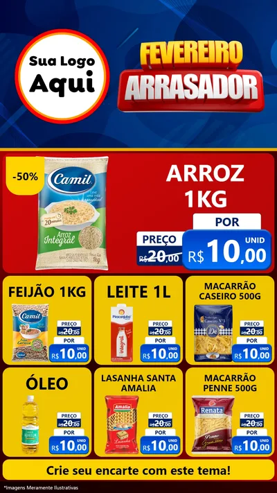 Modelo de Rede Social para Stories com o tema Fevereiro Arrasador para Supermercado