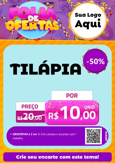 Modelo de Cartaz para Cartaz A4 Vertical com o tema Folia de Ofertas para Peixaria