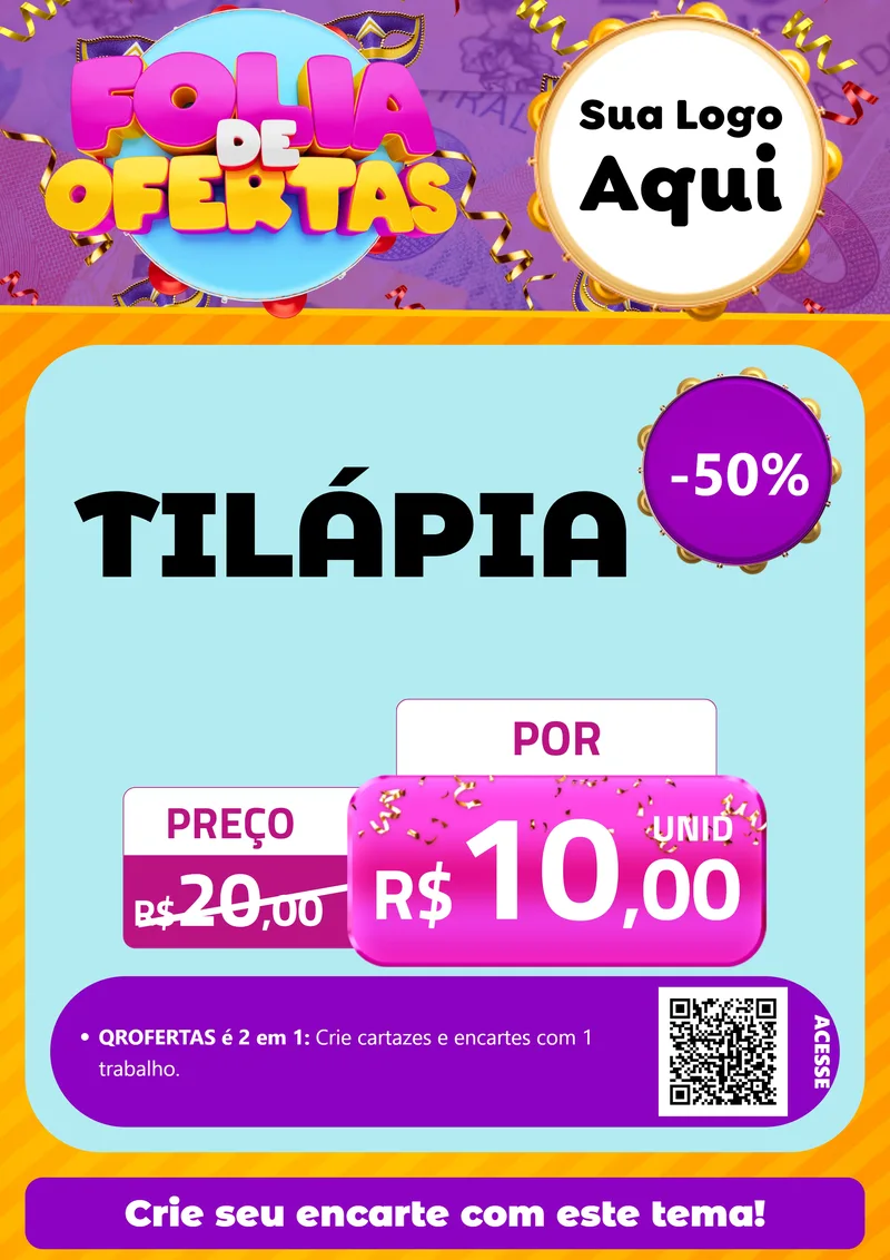 Modelo de Cartaz para Cartaz A4 Vertical com o tema Folia de Ofertas para Peixaria