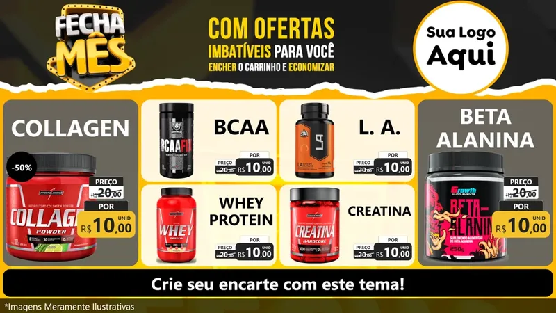 Modelo de TV para TV Horizontal com o tema Fecha Mês para Suplementos alimentares