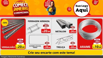 Modelo de TV para TV Horizontal com o tema Comece Janeiro Economizando para Ferragens