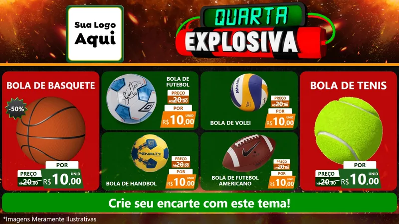 Modelo de TV para TV Horizontal com o tema Quarta Explosiva para Artigos Esportivos