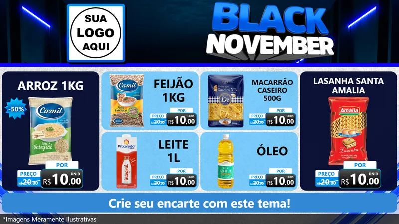 Modelo de TV para TV Horizontal com o tema Black November para Supermercado