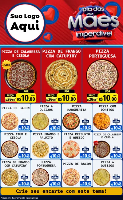 Modelo de Encarte para Encarte Grande com o tema Dia Das Mães Imperdível para Pizzaria