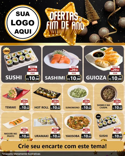 Modelo de Rede Social para Feed Instagram com o tema Ofertas de Fim de Ano para Comida japonesa