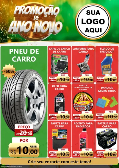 Modelo de Encarte para Encarte A4 Vertical com o tema Promoção de Ano Novo para Auto peças