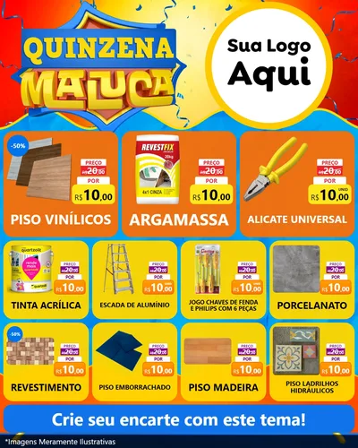 Modelo de Rede Social para Feed Instagram com o tema Quinzena Maluca para Material para Construção