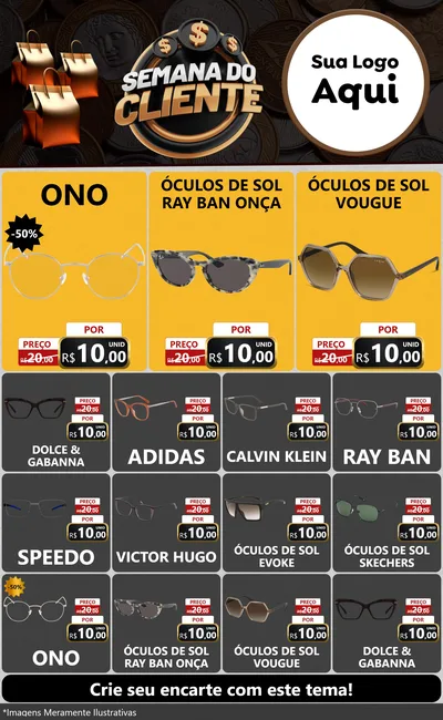 Modelo de Encarte para Encarte Grande com o tema Semana do Cliente para Óticas