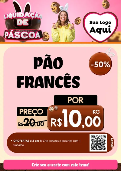 Modelo de Cartaz para Cartaz A4 Vertical com o tema Liquidação de Páscoa para Padaria