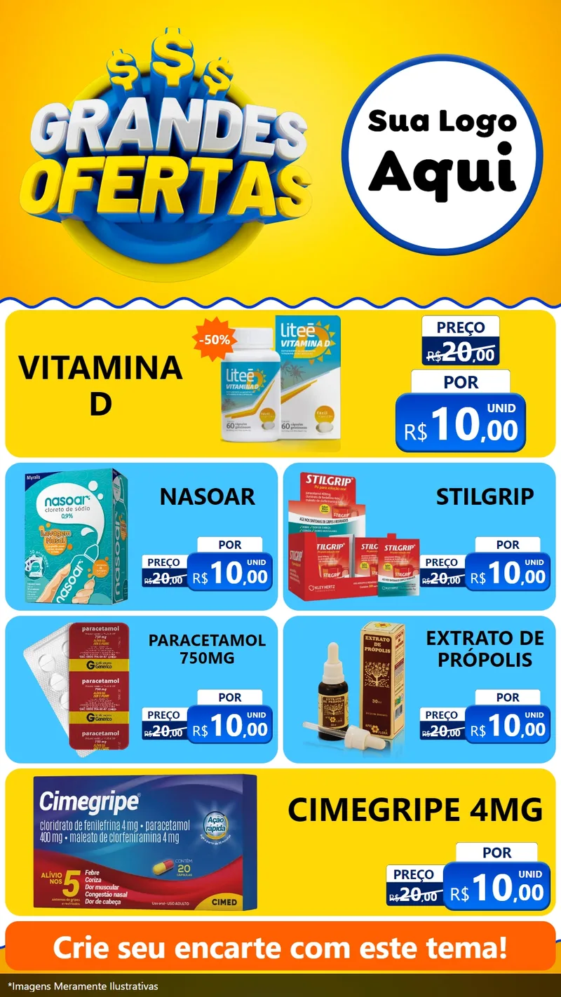 Modelo de TV para TV Vertical com o tema Grandes Ofertas para Farmácia