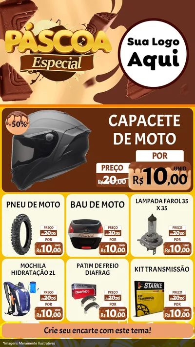Modelo de Rede Social para Stories com o tema Páscoa Especial para Moto peças