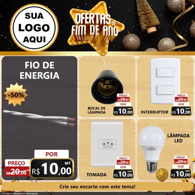 Modelo de Rede Social para Feed Facebook com o tema Ofertas de Fim de Ano para Materiais Elétricos