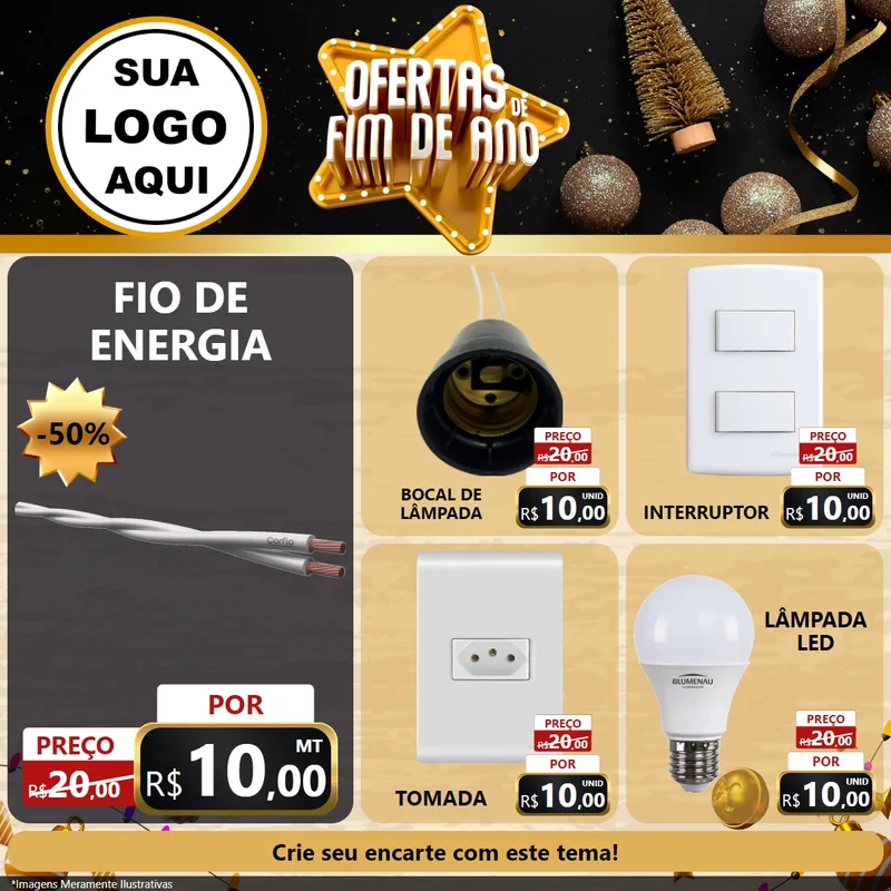 Modelo de Rede Social para Feed Facebook com o tema Ofertas de Fim de Ano para Materiais Elétricos