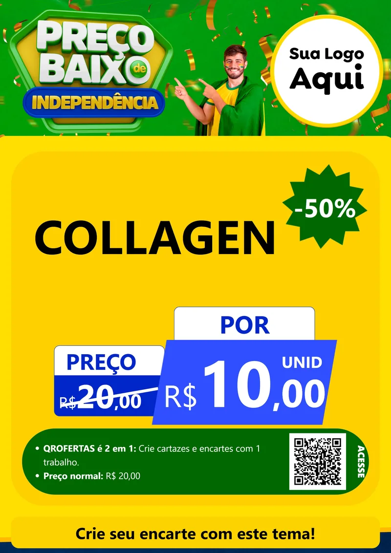Modelo de Cartaz para Cartaz A4 Vertical com o tema Preço Baixo de Independência para Suplementos alimentares