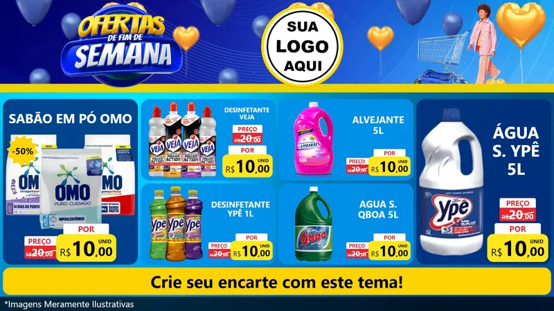 Modelo de TV para TV Horizontal com o tema Ofertas de Fim de Semana para Produtos de Limpeza