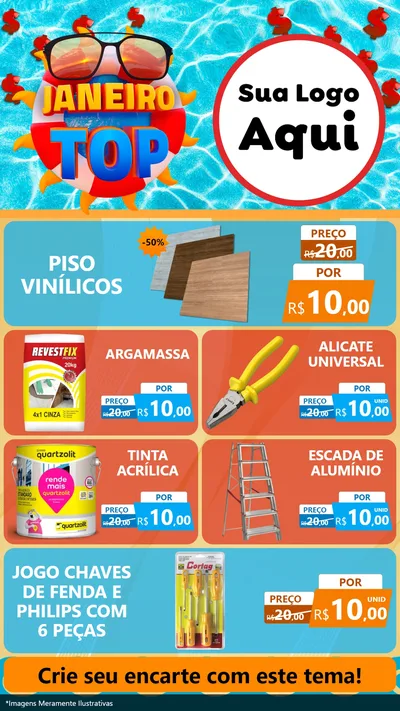 Modelo de TV para TV Vertical com o tema Janeiro Top para Material para Construção