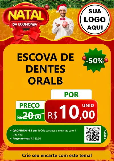 Modelo de Cartaz para Cartaz A4 Vertical com o tema Natal da Economia para Higiene Pessoal